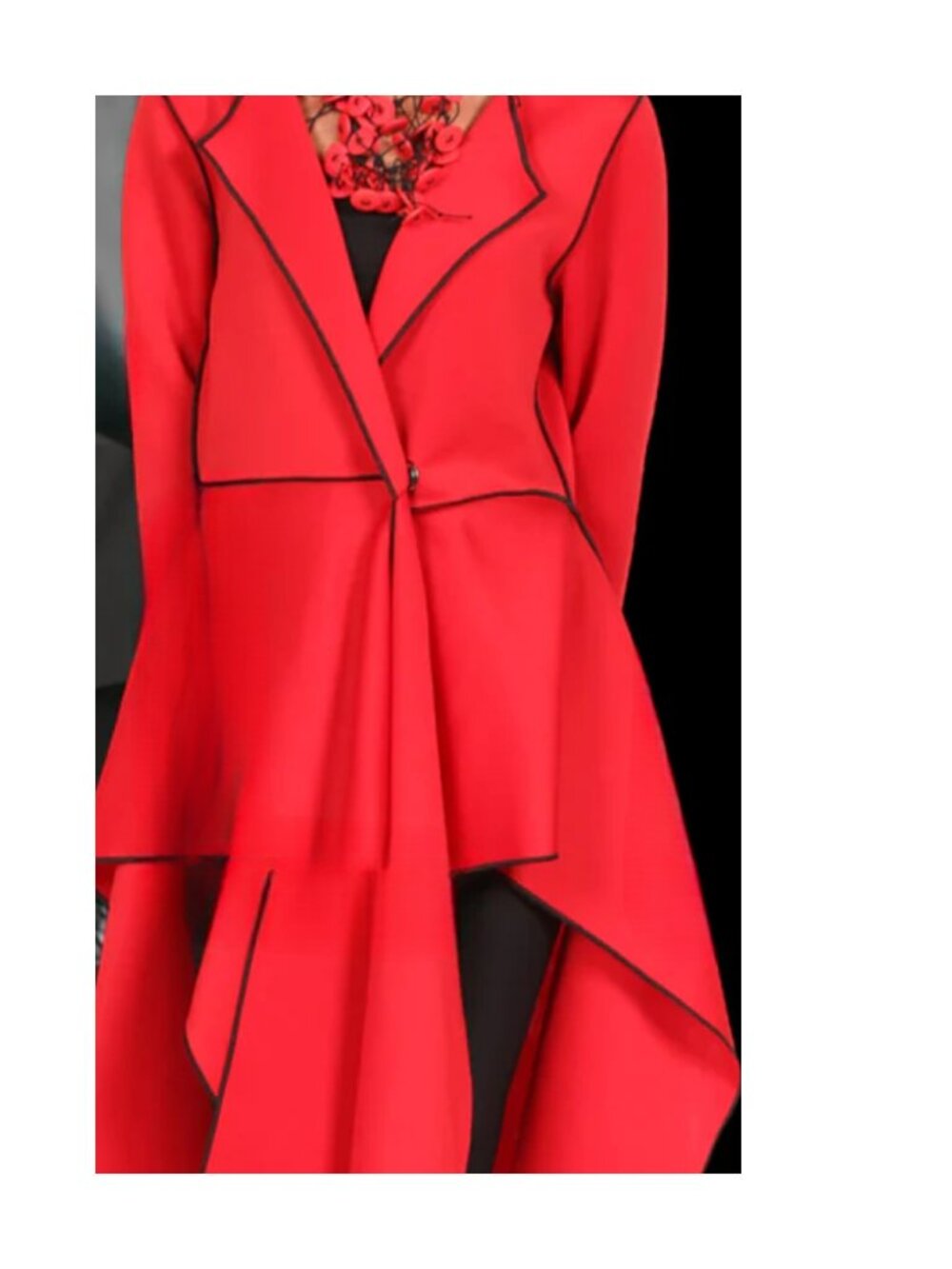NWOT Heydari XL Red Scuba Hi-Low Coat Dress Jacket $400 Designer Statement - Picture 3 of 5